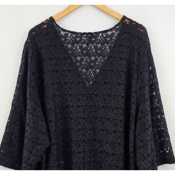 Avenue Black Lace Swim Cover Up 3/4 Sleeve 26/28 Beach Pool Cruise Resort Vacay - Picture 6 of 11